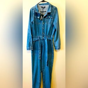 Tall Boiler Button Trough Denim Jumpsuit Size 8 US